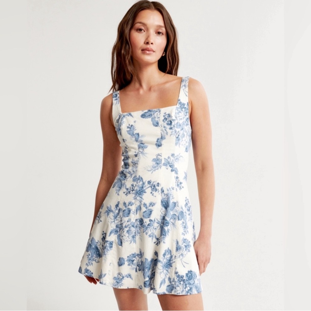 Abercrombie and Fitch : Stretch Cotton A-Line Mini Dress Blue Floral